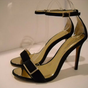 New COACH Hampton Nubuck Heels Sandals Black 6.0M